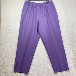 Alfred Dunner Pull On Pants Womens 18 Purple Elastic Waist Straight Leg Textured